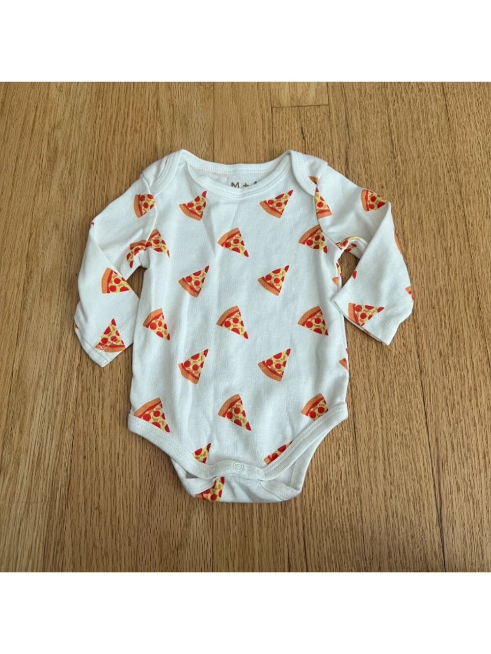 Monica + Andy Pizza Organic Cotton Long Sleeve Bodysuit Size 0-3 Months